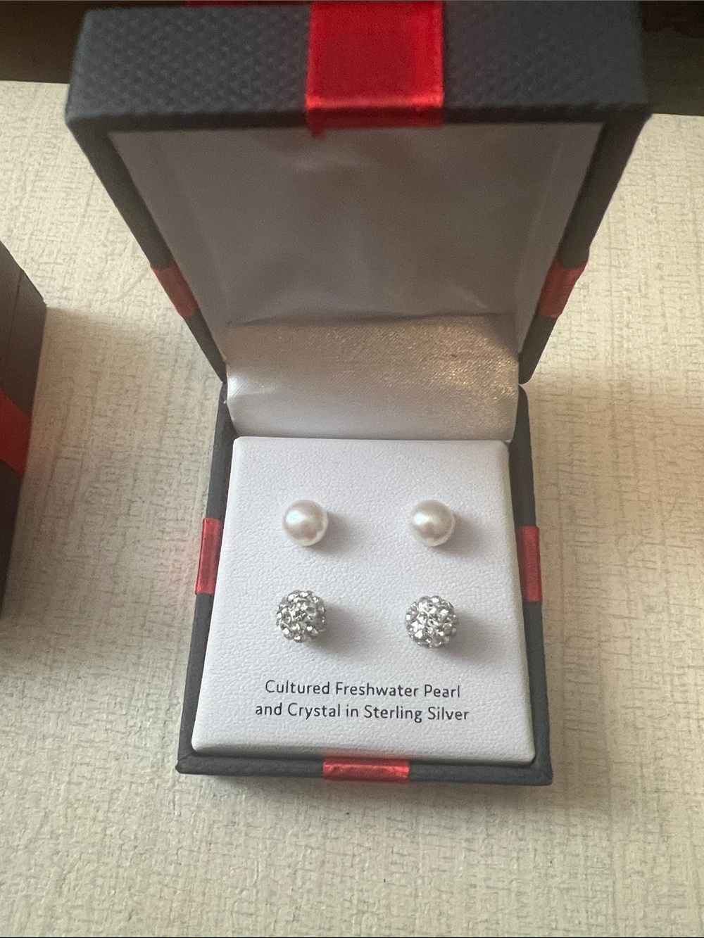 Sterling Silver Cultured Freshwater Pearl and Crystal Stud Earring Set - White